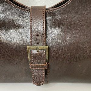 Vintage Made in Italy Italian Leather Shoulder Bag Brown with Buckle